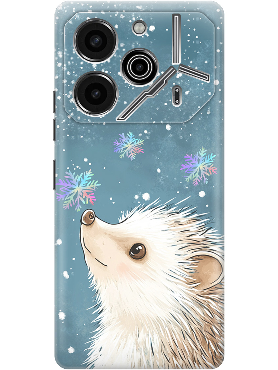

Силиконовый чехол на Tecno Pova 6 Pro с принтом "Ежик и снежинки", Прозрачный;белый;серый;синий, 781971012
