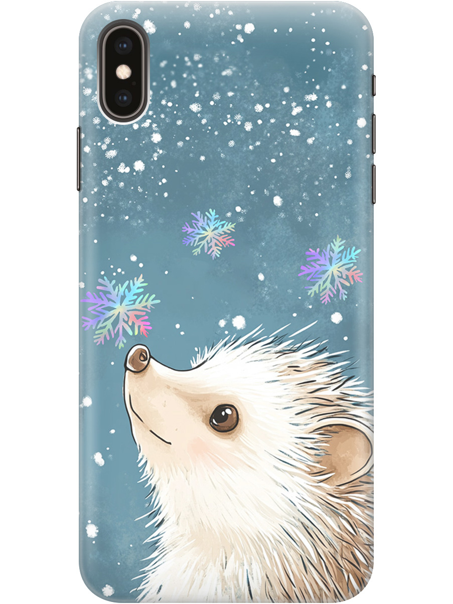 

Силиконовый чехол на Apple iPhone XS Max с принтом "Ежик и снежинки", Прозрачный;белый;серый;синий, 719086212