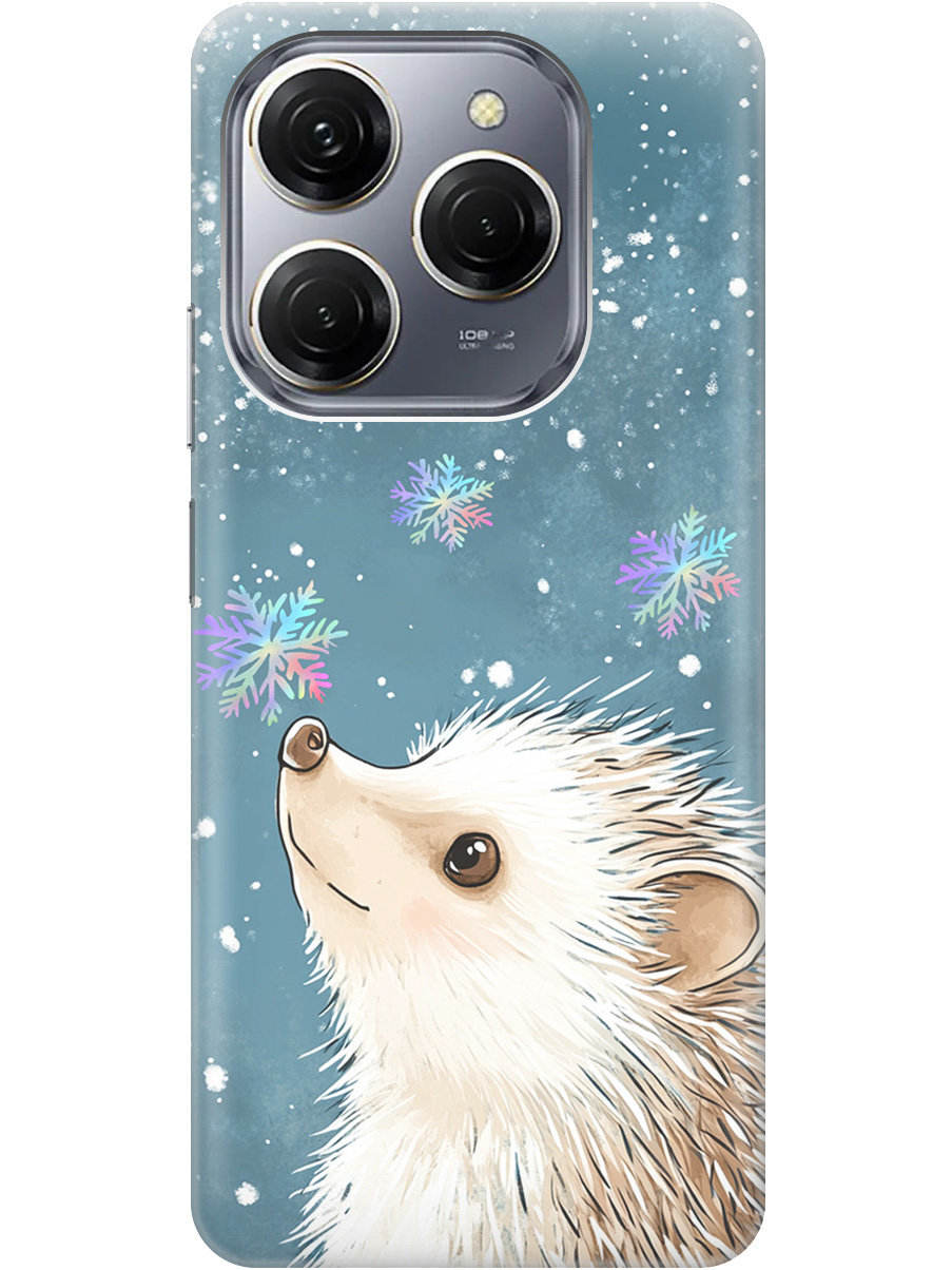 

Силиконовый чехол на Tecno Spark 20 Pro с принтом "Ежик и снежинки", Прозрачный;белый;серый;синий, 779829012