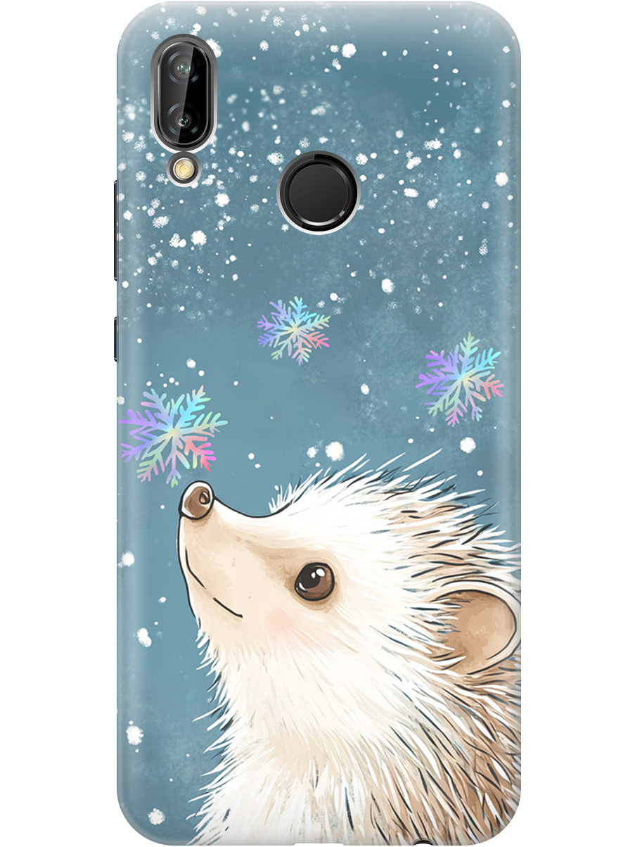 

Силиконовый чехол на Huawei P20 Lite / Nova 3e с принтом "Ежик и снежинки", Прозрачный;белый;серый;синий, 717614212
