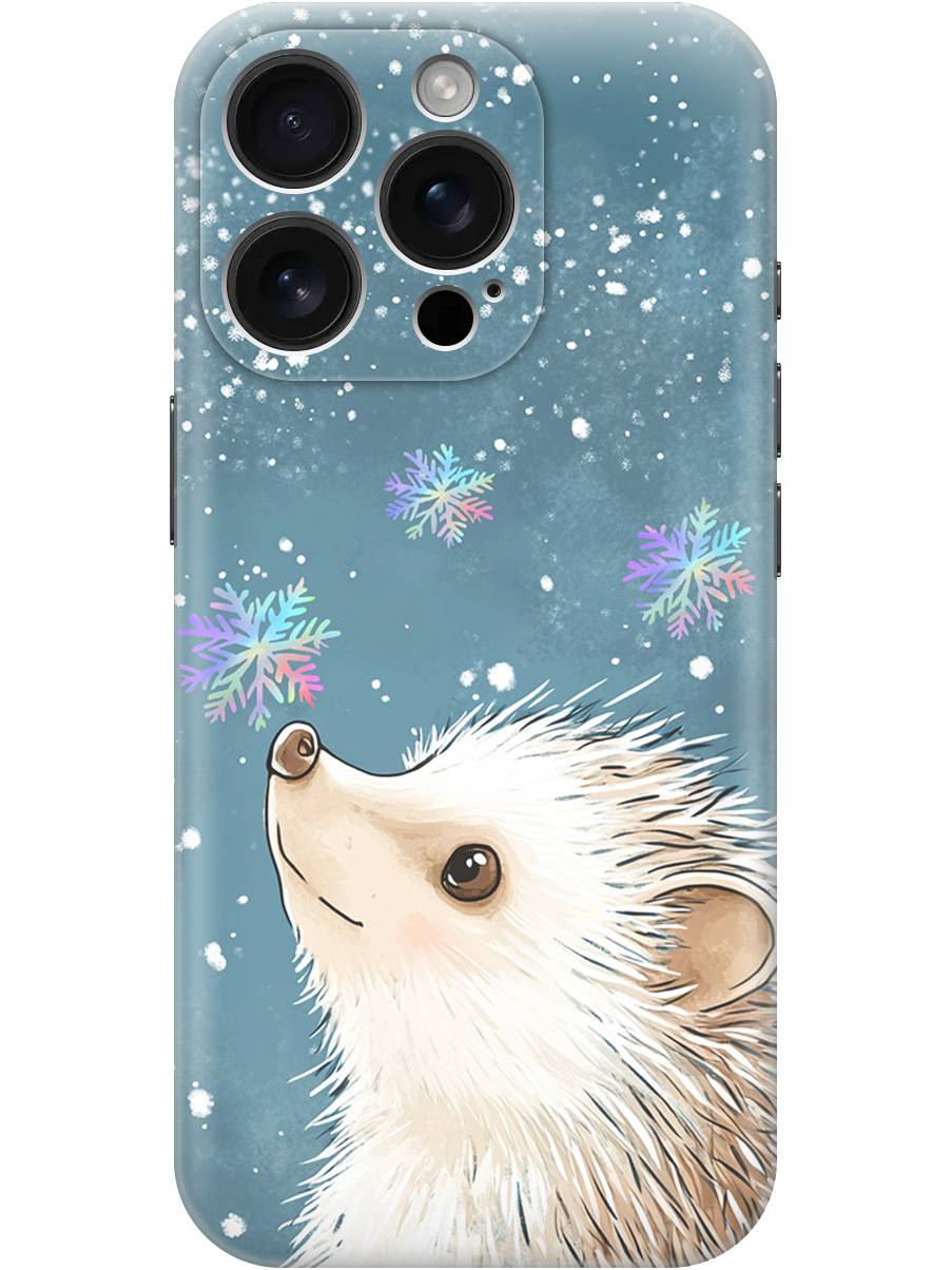 

Силиконовый чехол на Apple iPhone 16 Pro с принтом "Ежик и снежинки", Прозрачный;белый;серый;синий, 785197712