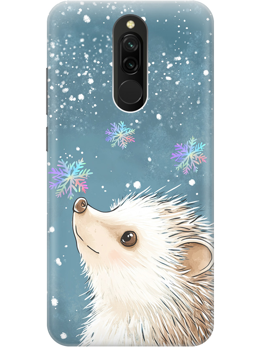 

Силиконовый чехол на Xiaomi Redmi 8 с принтом "Ежик и снежинки", Прозрачный;белый;серый;синий, 722204512