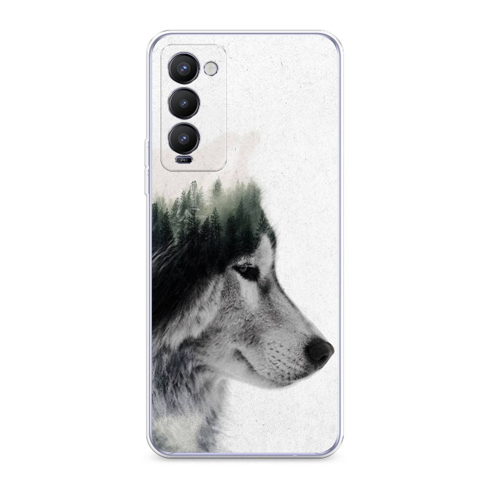 

Чехол на Tecno Camon 18 "Волк лес", Серый;белый, 300950-1