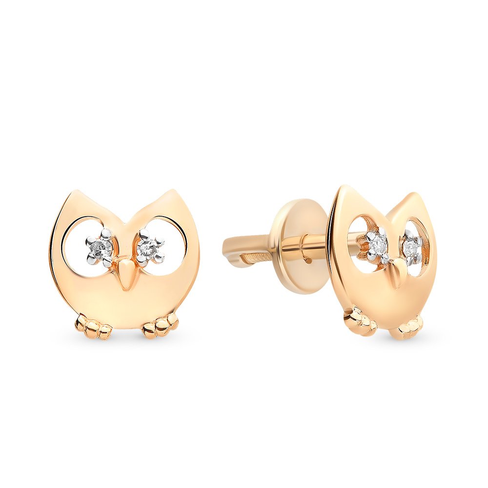 

Серьги из красного золота с бриллиантом 585Gold 102004895, 102004895