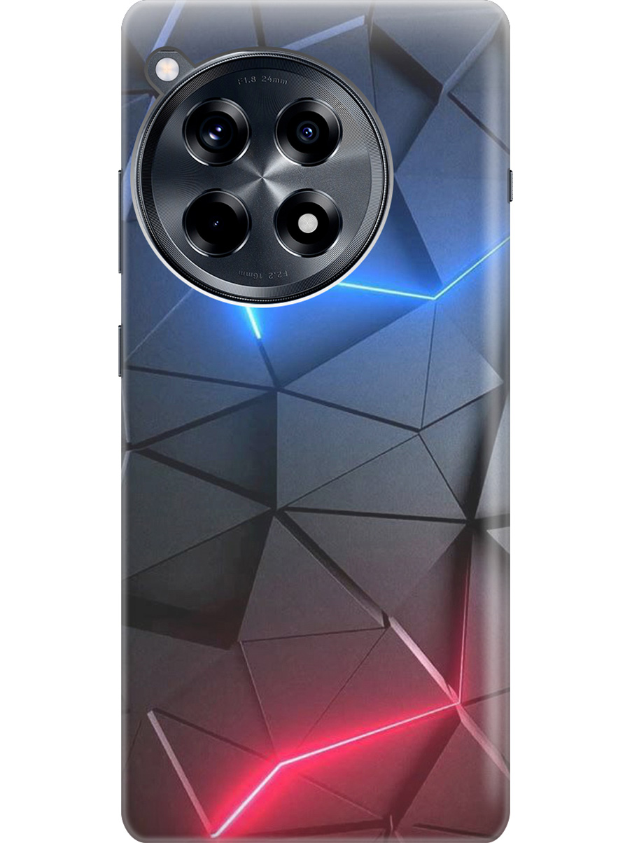 

Силиконовый чехол на OnePlus 12R с рисунком "Графитовые грани", Серый;синий, 20012110