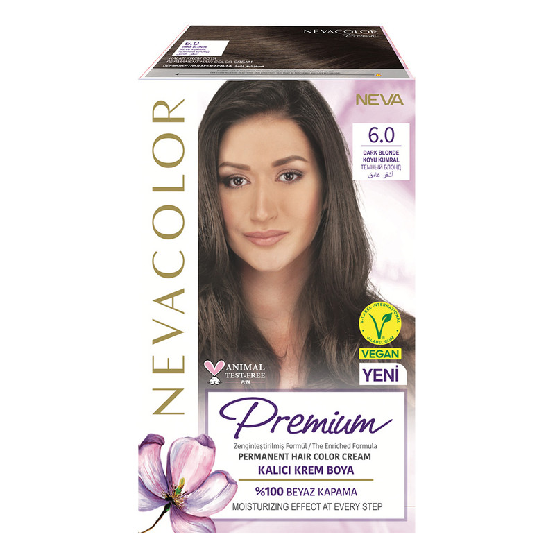 Крем-краска для волос Neva Premium стойкая 6.0 Тёмный блонд