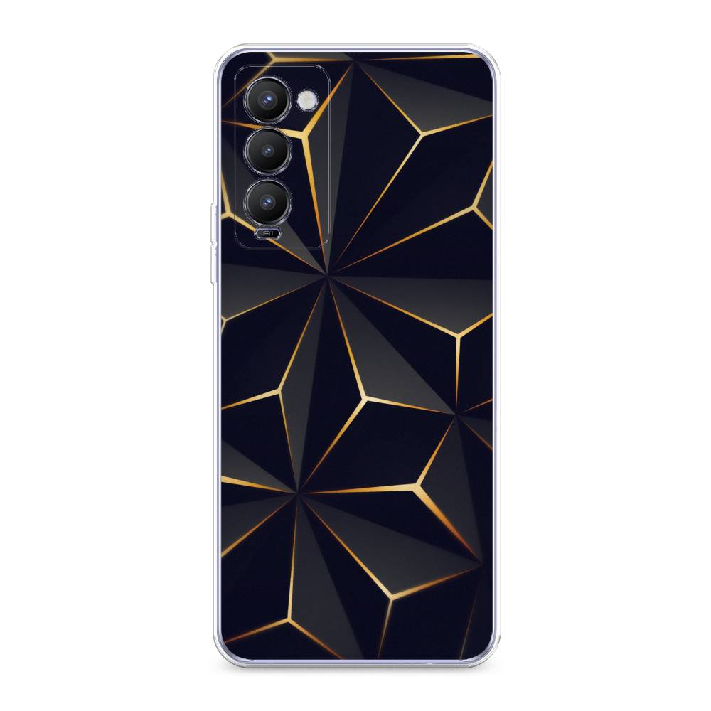 

Чехол на Tecno Camon 18 "Черные полигоны", Золотистый;черный, 300950-3
