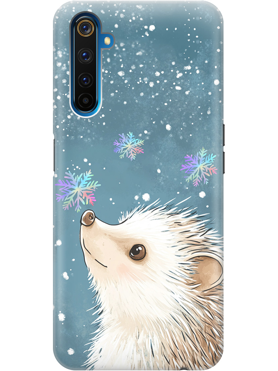 

Силиконовый чехол на realme 6 Pro с принтом "Ежик и снежинки", Прозрачный;белый;серый;синий, 726149512