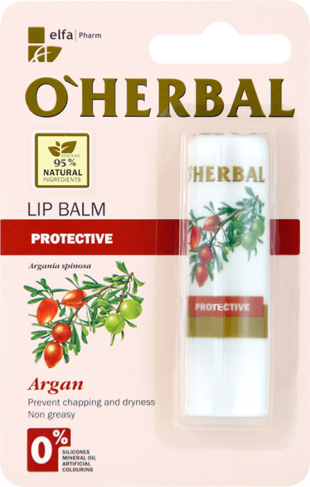 

Защитный бальзам для губ O’Herbal, с маслом арганы, 4, 8 г