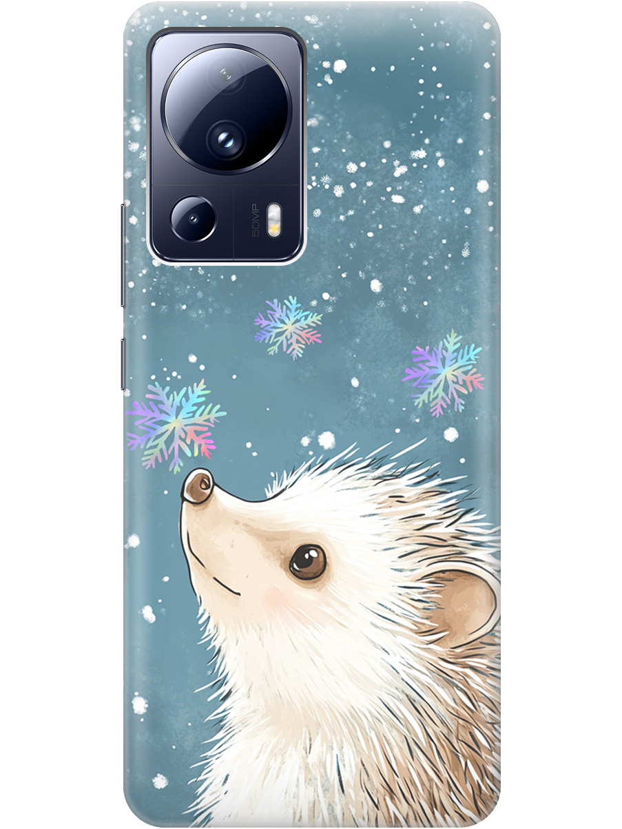 

Силиконовый чехол на Xiaomi 13 Lite с принтом "Ежик и снежинки", Прозрачный;белый;серый;синий, 768741212