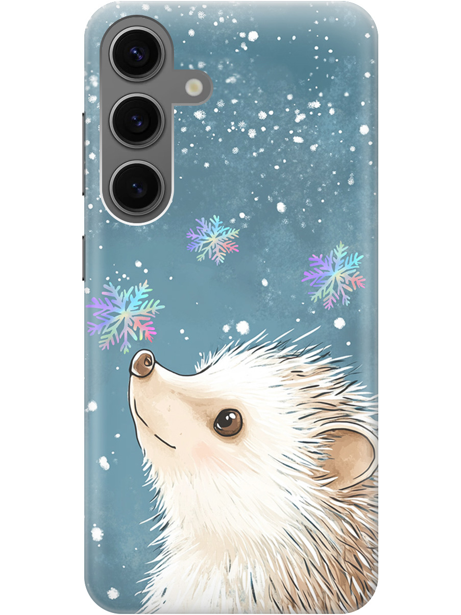 

Силиконовый чехол на Samsung Galaxy S24 с принтом "Ежик и снежинки", Прозрачный;белый;серый;синий, 779825712