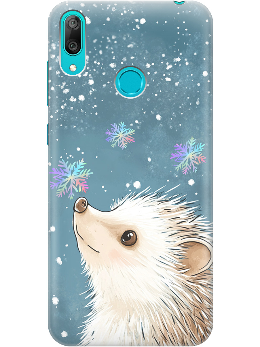 

Силиконовый чехол на Huawei Y7 (2019) с принтом "Ежик и снежинки", Прозрачный;белый;серый;синий, 720668212