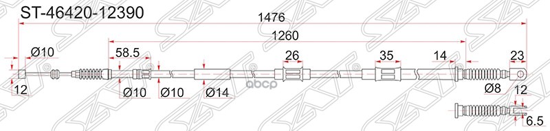 

Трос Ручника Ty Corolla Ae101/Ae111 91- (Дисков Тормоза) -Rh Sat арт. ST-46420-12390