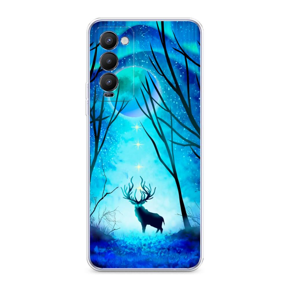 

Чехол на Tecno Camon 18 "Олень северное сияние", Синий;черный;голубой, 300950-1