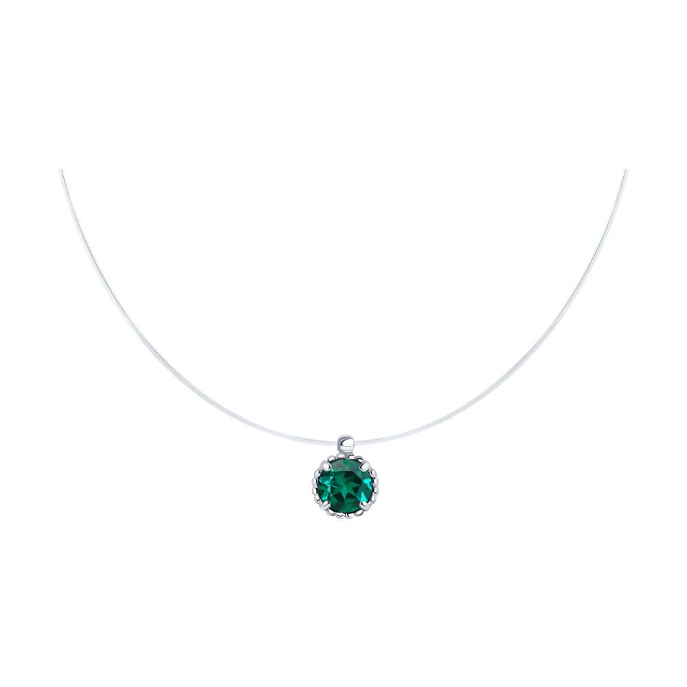 

Колье из серебра 45 см SOKOLOV 82070001, изумруд искусственный, 82070001