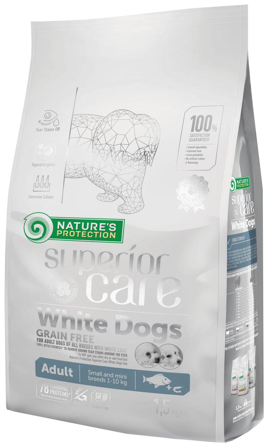 фото Сухой корм для собак nature’s protection white dogs grain free, рыба, 1.5кг