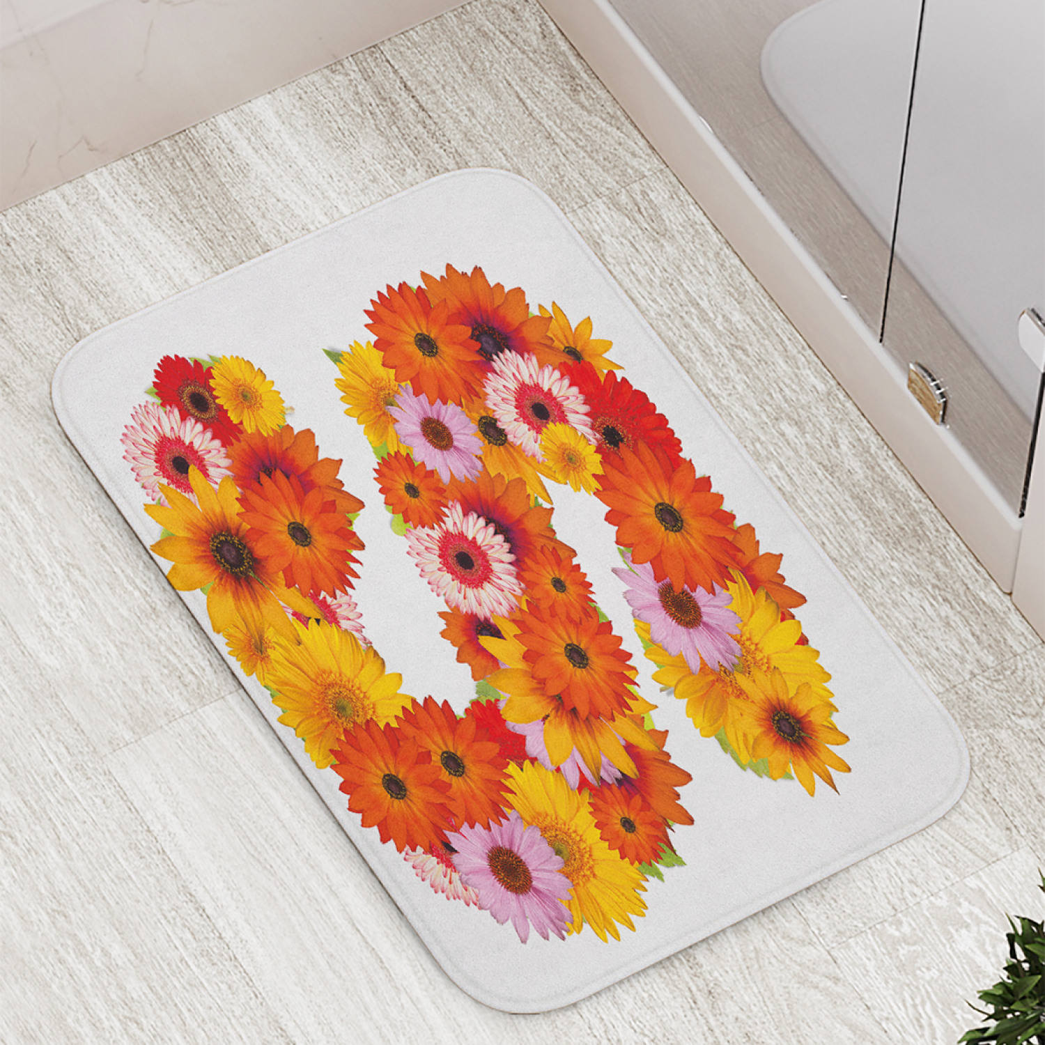 

Коврик противоскользящий JoyArty "Герберная буква S" для ванной, сауны, бассейна, 77х52 см, Герберная буква S