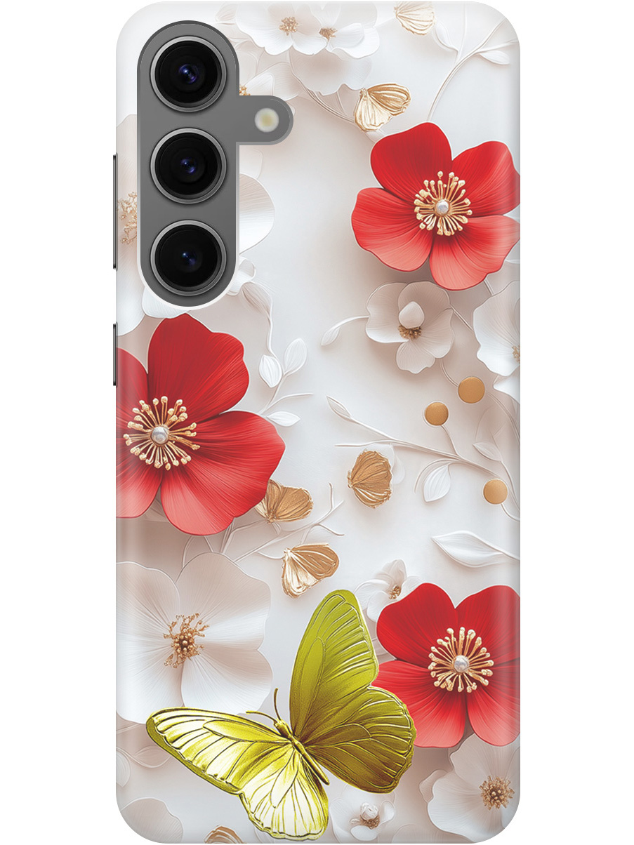 

Силиконовый чехол на Samsung Galaxy S24 с принтом "Золотая бабочка" прозрачный, Прозрачный;белый;золотистый;красный, 779825723