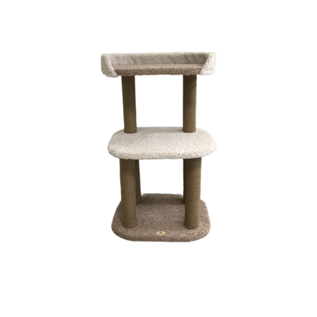 Комплекс для кошек Моя котя Приют странника, белый с бежевым, ковролин, дерево, 120 см