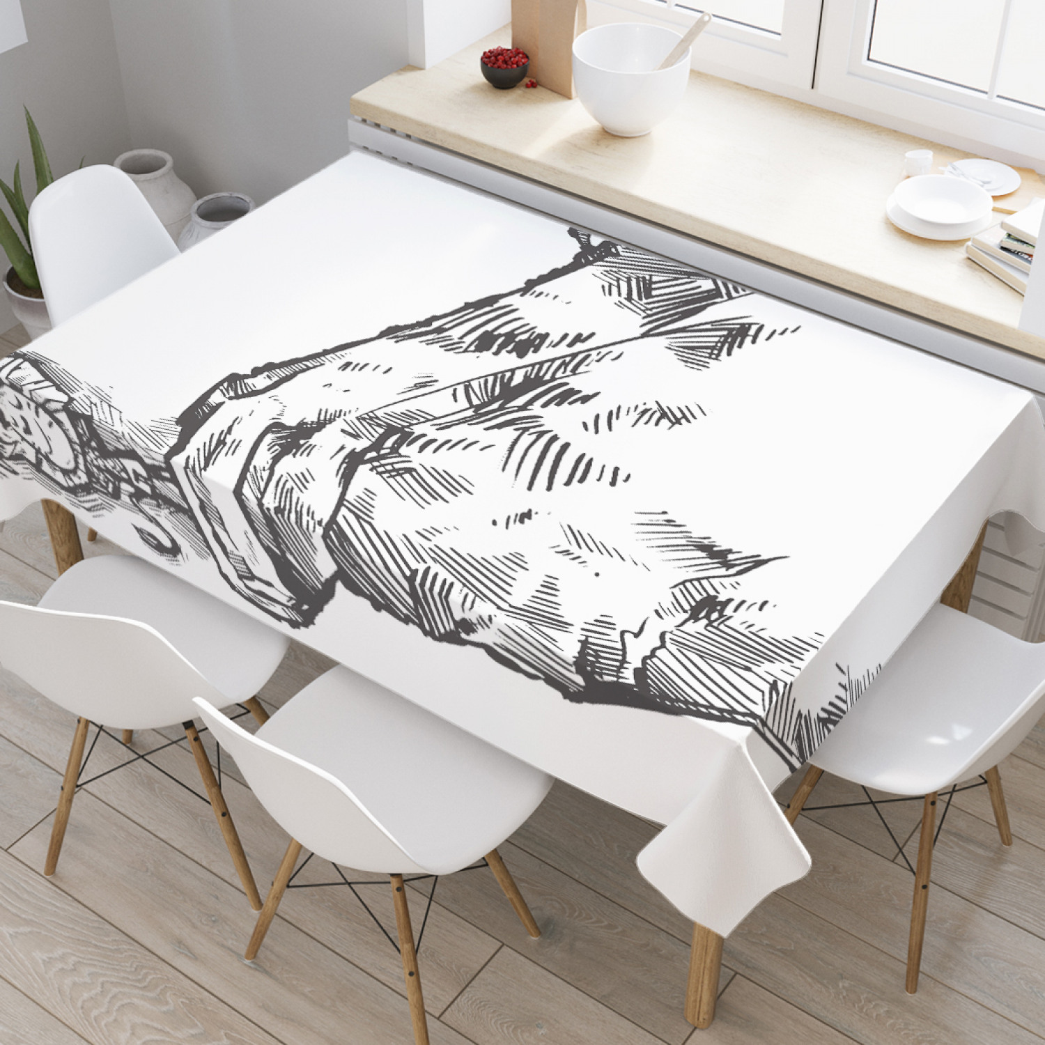 

Скатерть прямоугольная на кухонный стол JoyArty "Король лев" из оксфорда, 180x145 см, Белый, Король лев