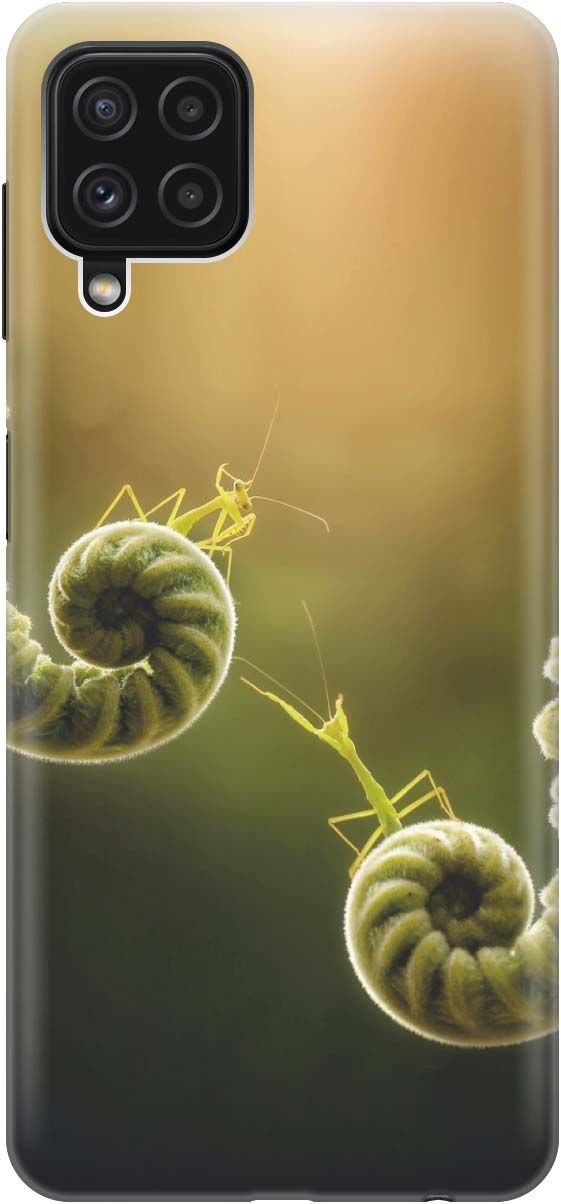 

Чехол на Samsung Galaxy A22 "Пара богомолов", Бежевый;зеленый, 2151