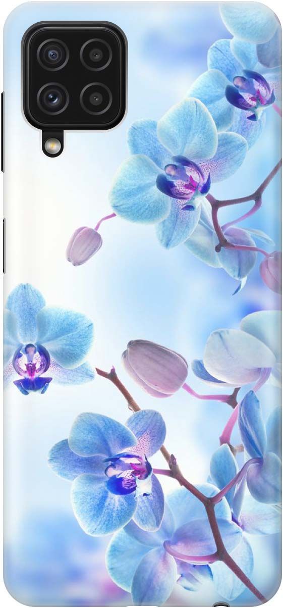 

Чехол на Samsung Galaxy A22 "Голубые орхидеи", Голубой;серый, 2150