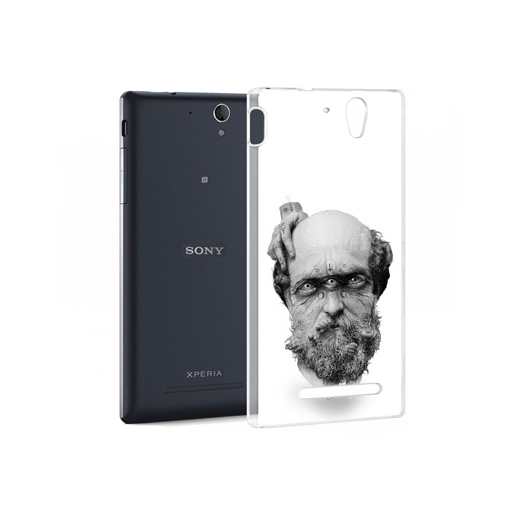

Чехол MyPads Tocco для Sony Xperia C3 страшный бородатый мужчина абстракция, Прозрачный, Tocco