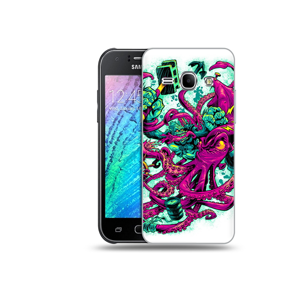 

Чехол MyPads Tocco для Samsung Galaxy J1 фиолетовый кракен (PT26162.569.657), Прозрачный, Tocco