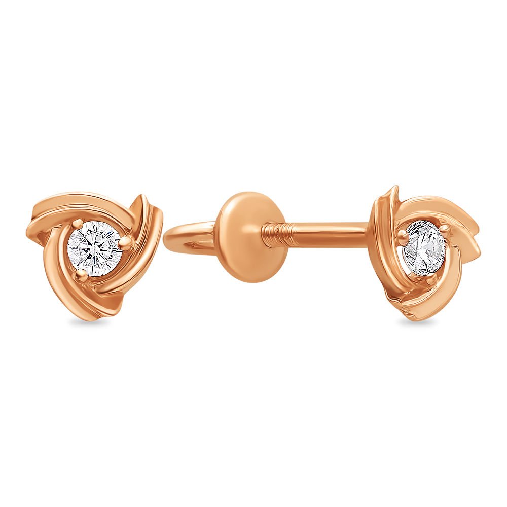 

Серьги из красного золота с бриллиантом 585Gold 102004722, 102004722
