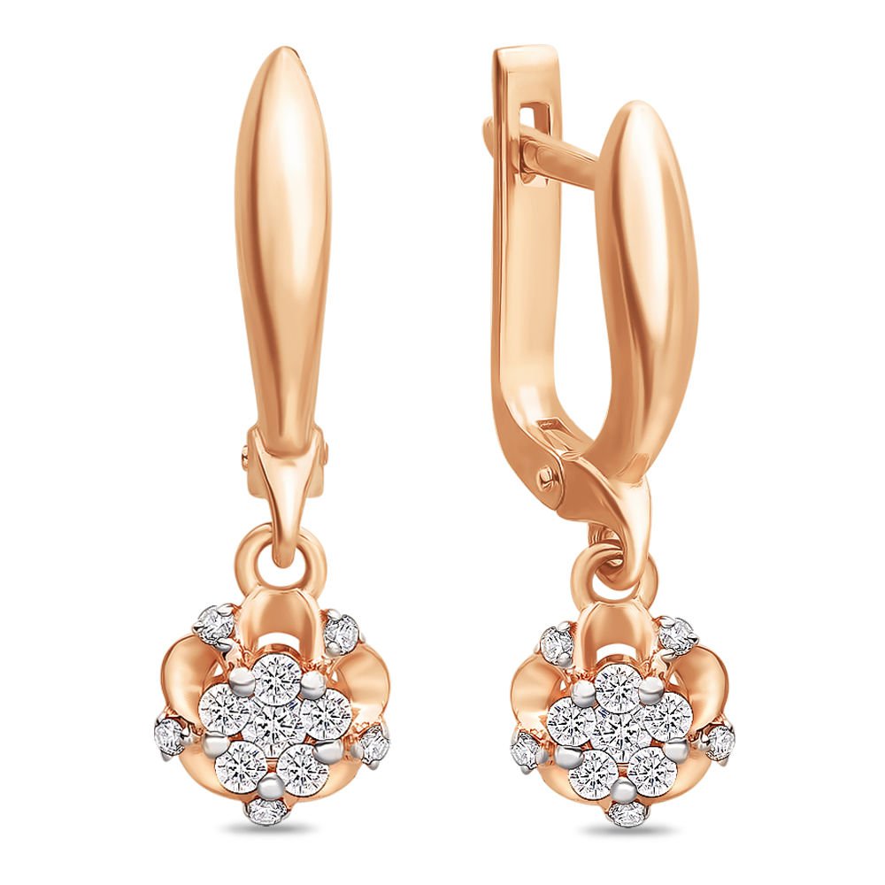 

Серьги подвески из красного золота 585Gold 102004493, бриллиант, 102004493