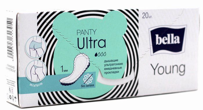 

Прокладки ежедневные Bella "Panty Ultra Young Sensetive", 20 штук, Белый