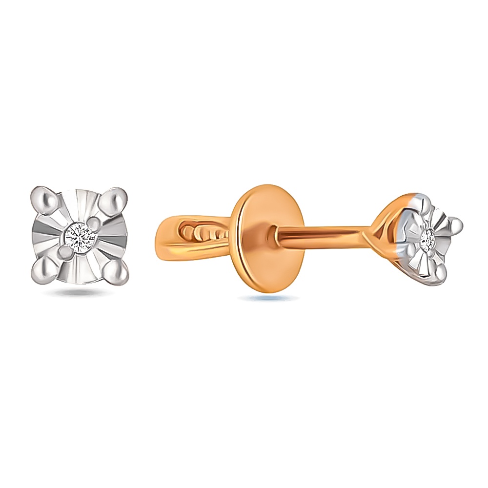 

Серьги пусеты из красного золота 585Gold 102004479, бриллиант, 102004479