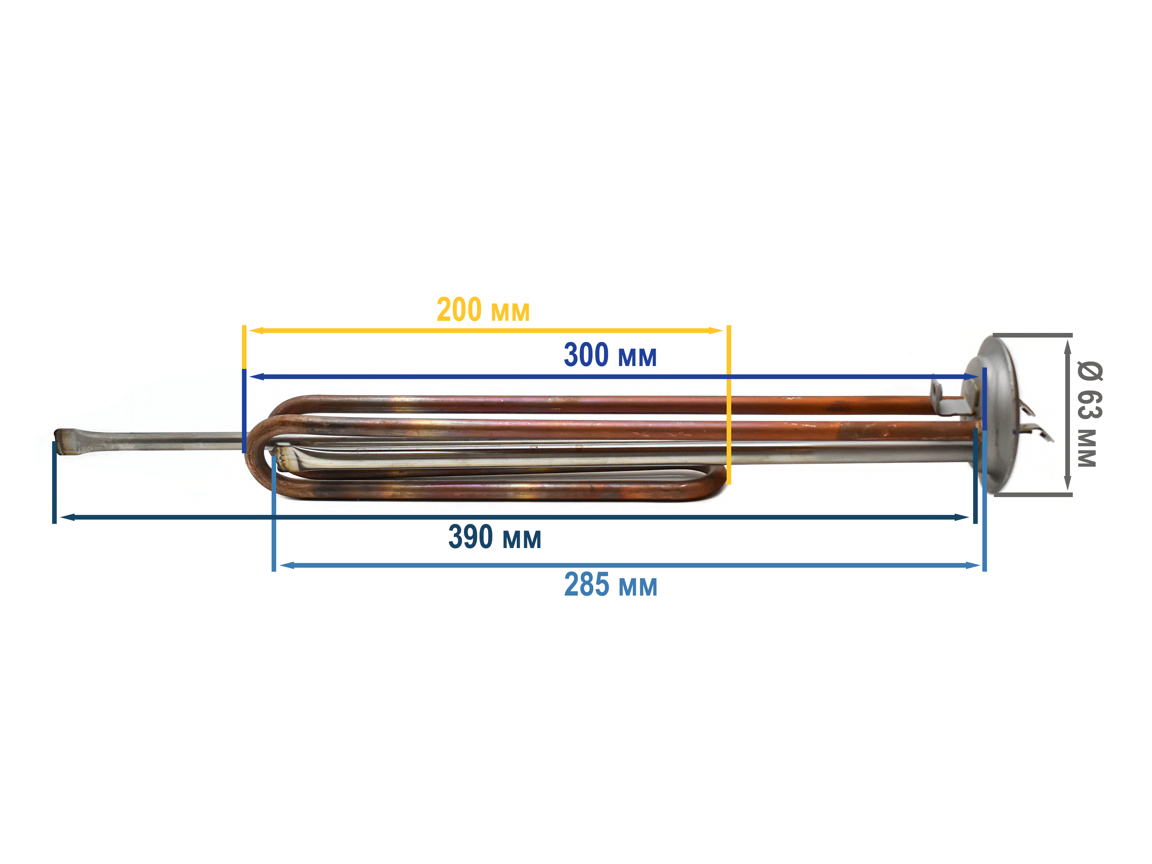 

ТЭН (нагревательный элемент) для водонагревателя, EKPARTS RK023605, RF 2000W M6 D63mm, Золотистый, RK023605