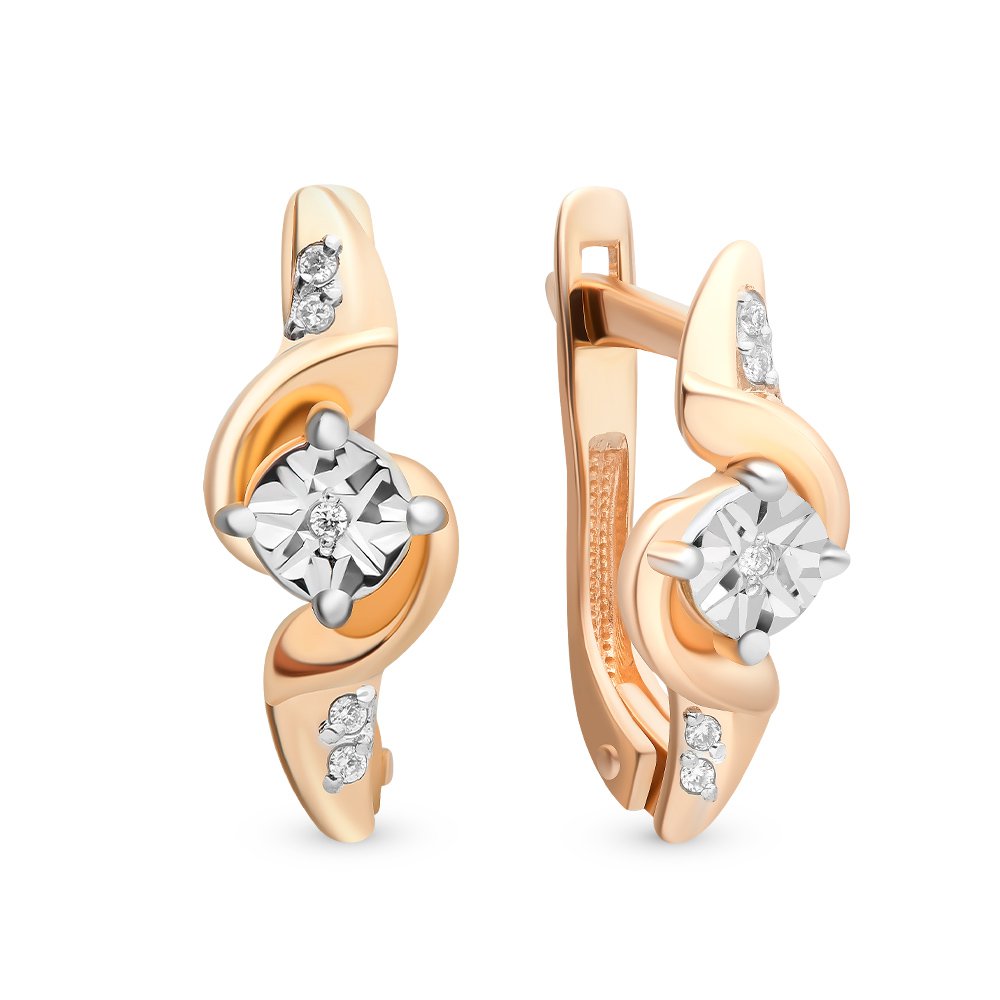 

Серьги из красного золота с бриллиантом 585Gold 102004462, 102004462