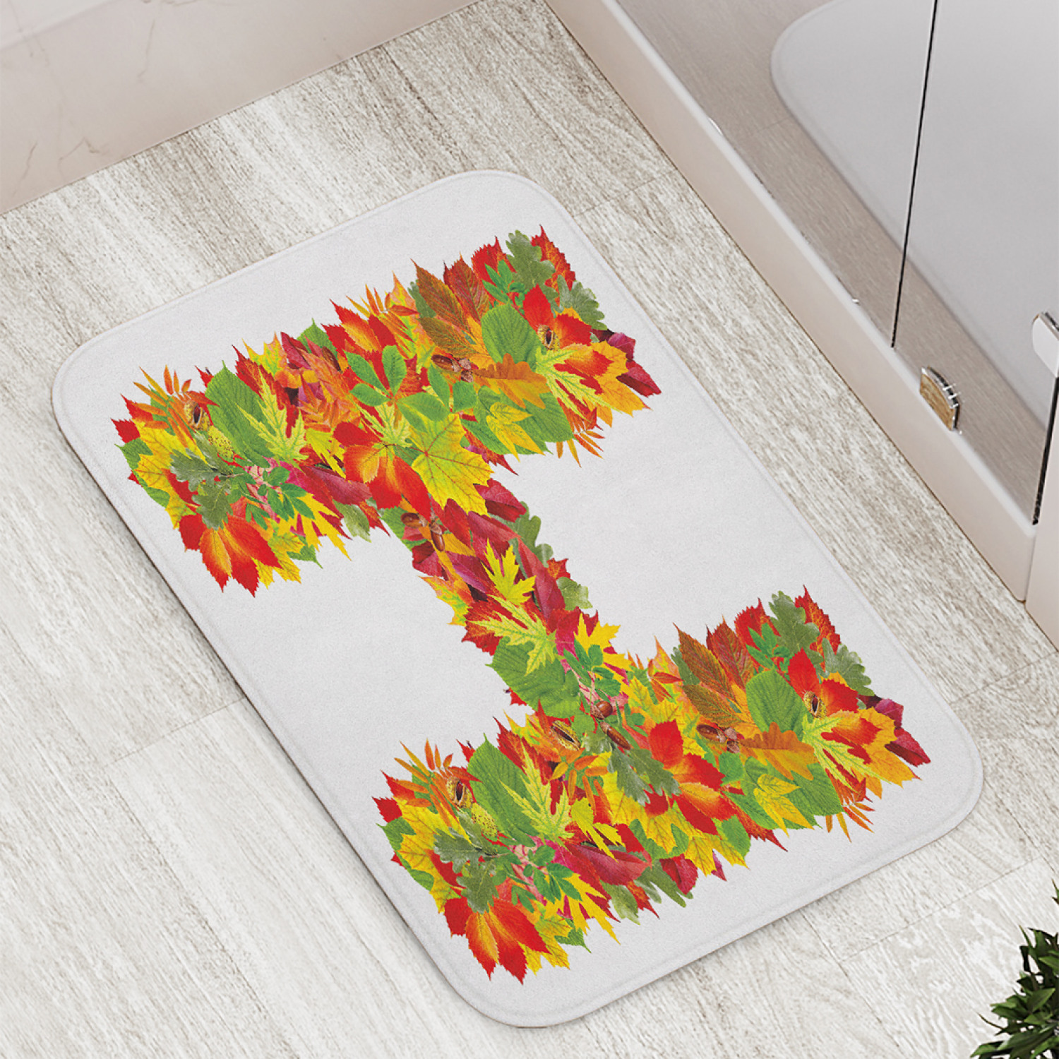 

Коврик противоскользящий JoyArty "Осенняя буква H" для ванной, сауны, бассейна, 77х52 см, Осенняя буква H