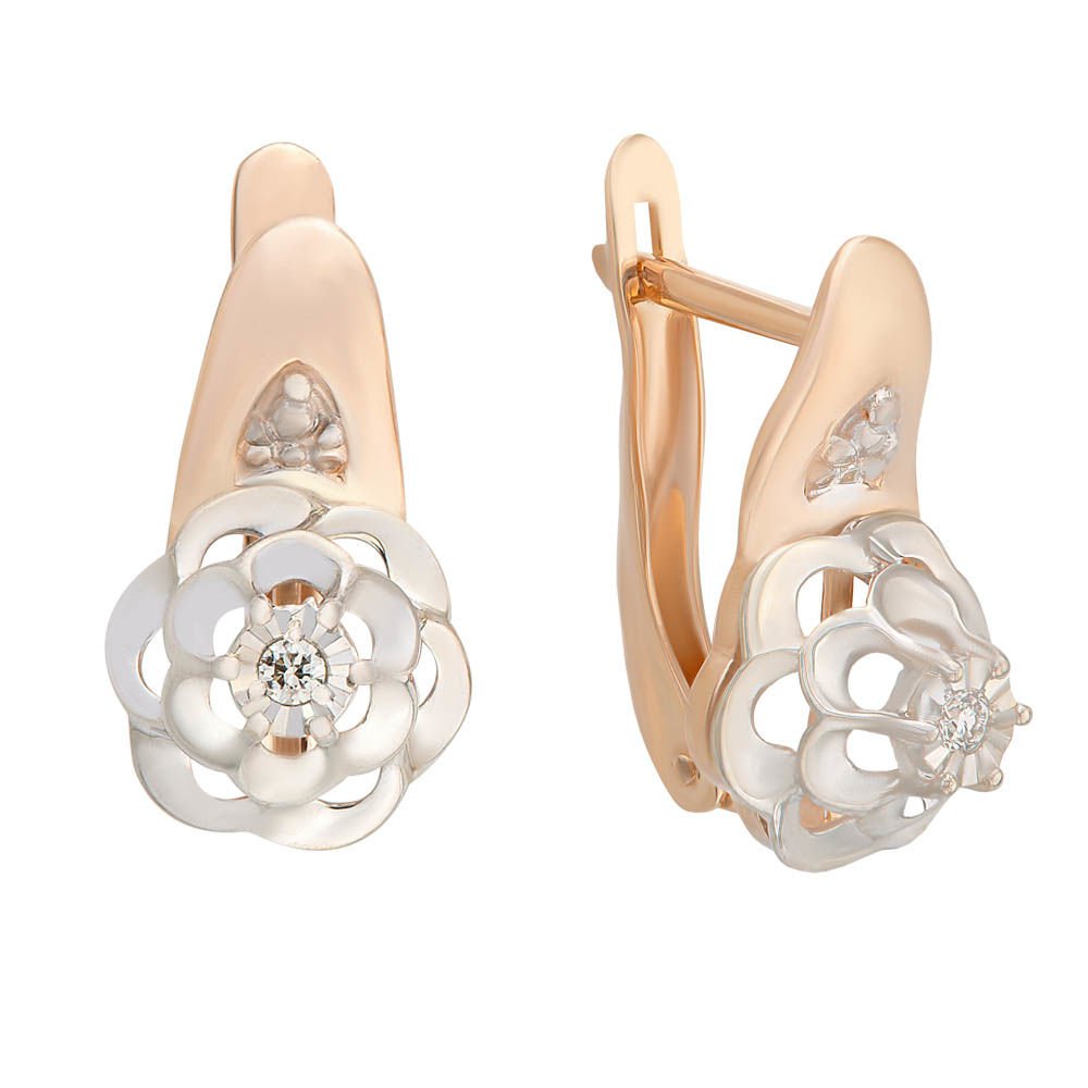 

Серьги из красного золота 585Gold 102004332, бриллиант, 102004332