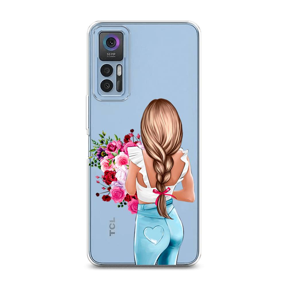 

Чехол на TCL 30 "Девушка с цветами", Коричневый;розовый;голубой, 290950-6