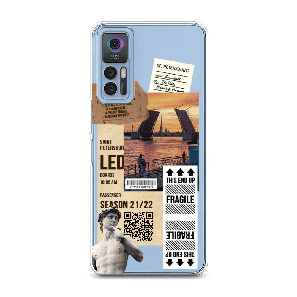 

Чехол на TCL 30 "Санкт-Петербург коллаж", Коричневый;бежевый;белый, 290950-6