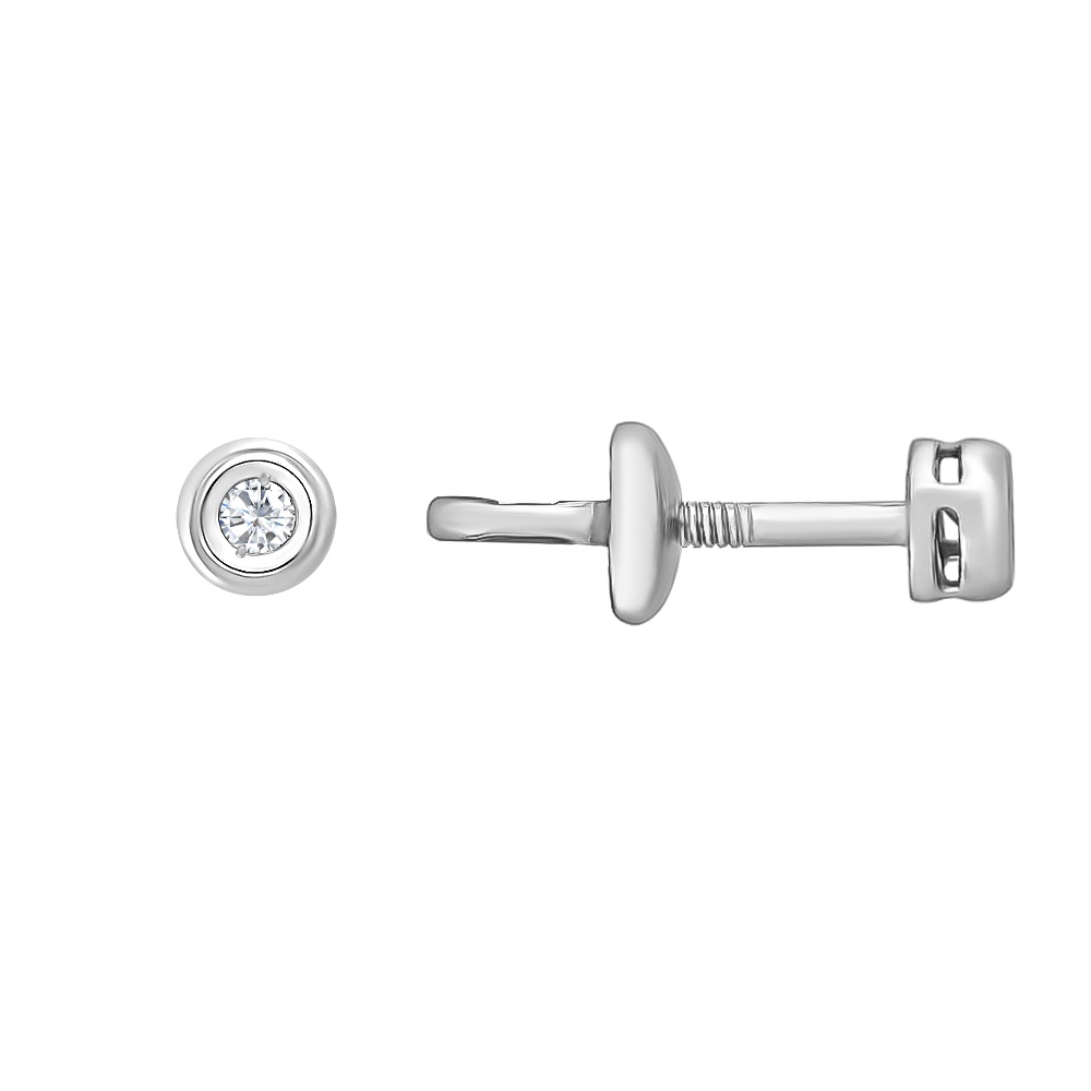 

Серьги пусеты из белого золота 585Gold 102003615, бриллиант, 102003615