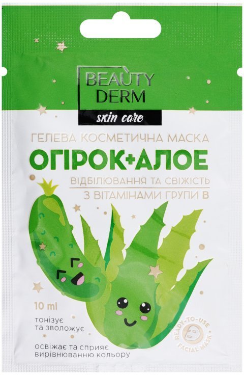 

Маска гелевая BEAUTYDERM с огурцом, алоэ и комплексом витаминов групи В, 10 мл