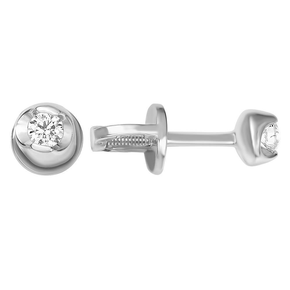 

Серьги пусеты из белого золота 585Gold 102004024, бриллиант, 102004024