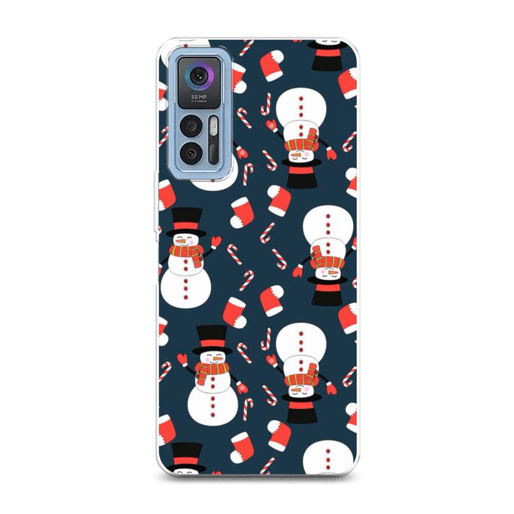 

Чехол на TCL 30 "Синие снеговики", Синий;белый;красный, 290950-5