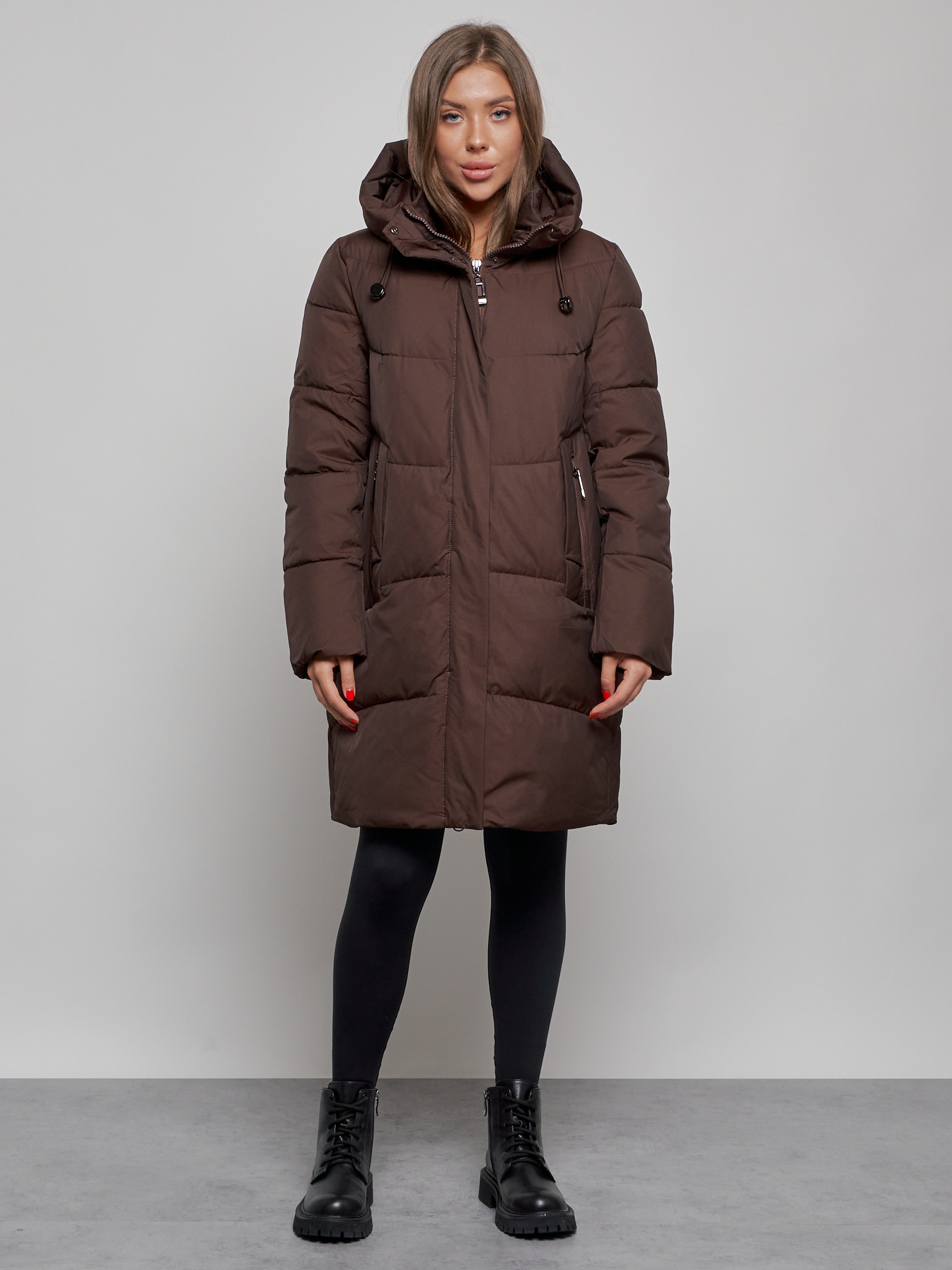 Пальто женское MTFORCE 52363 коричневое 5XL