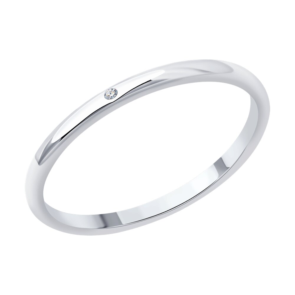 Кольцо обручальное из серебра р. 15,5 Diamant 94-210-02035-1, бриллиант