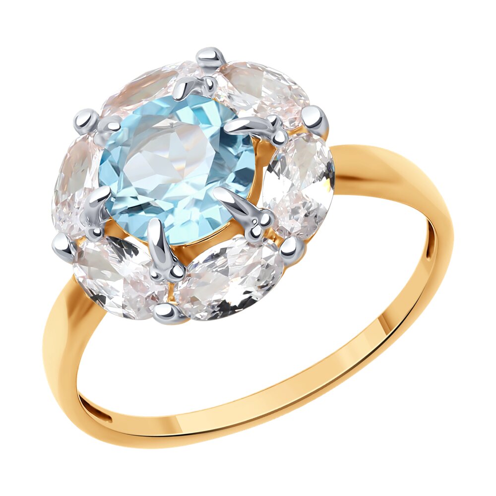 

Кольцо из золота р. 17 Diamant 51-310-02100-1, фианит\топаз, 51-310-02100-1