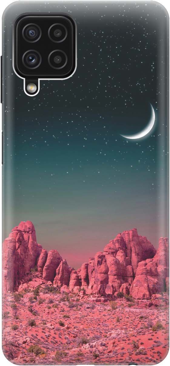 

Чехол на Samsung Galaxy A22 "Месяц над розовыми горами", Розовый;черный, 2149