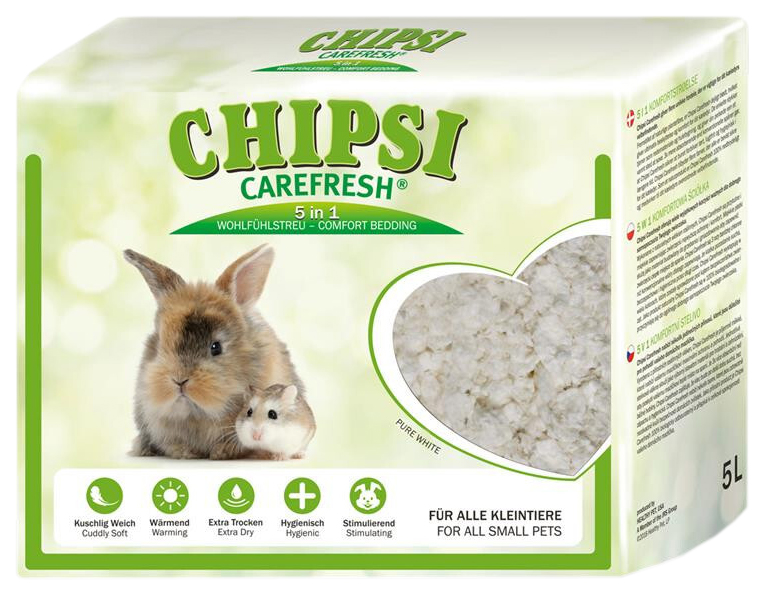 Наполнитель для грызунов CareFresh Chipsi Pure White, впитывающий, 5 л