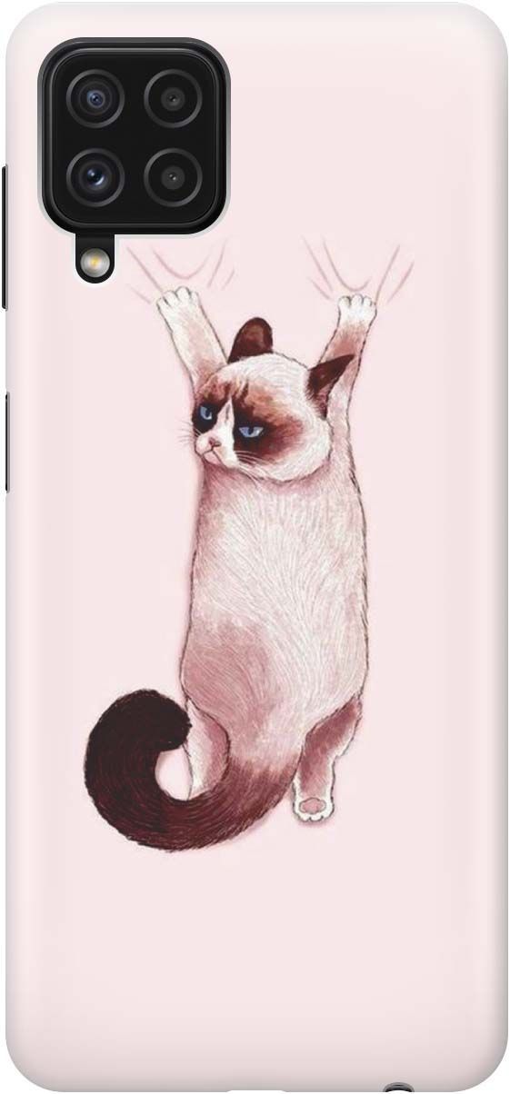 

Чехол на Samsung Galaxy A22 "Недовольный кот", Белый;розовый, 2149