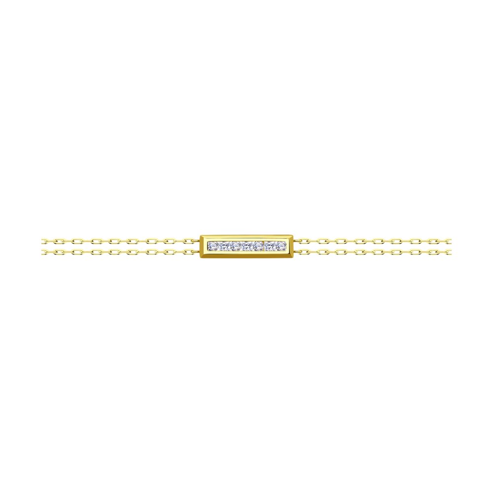 Браслет из желтого золота р. 17 Diamant 53-150-01569-1, фианит