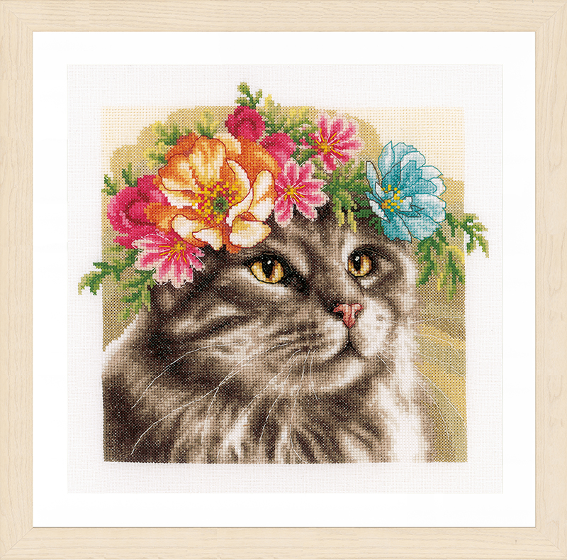 Lanarte cross stitch kit still life with flowers linen, counted, DIY